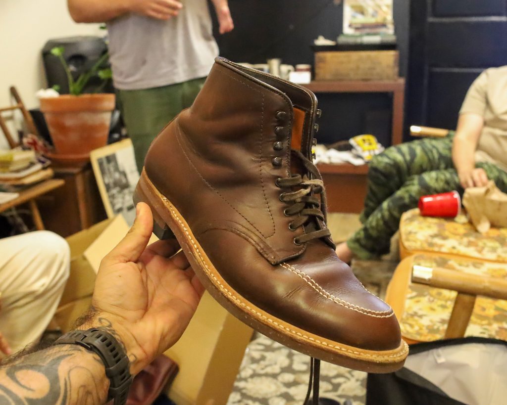 Alden 405 Indy Boots in Horween Brown Chromexcel. Made famous by Harrison Ford in Indiana Jones.