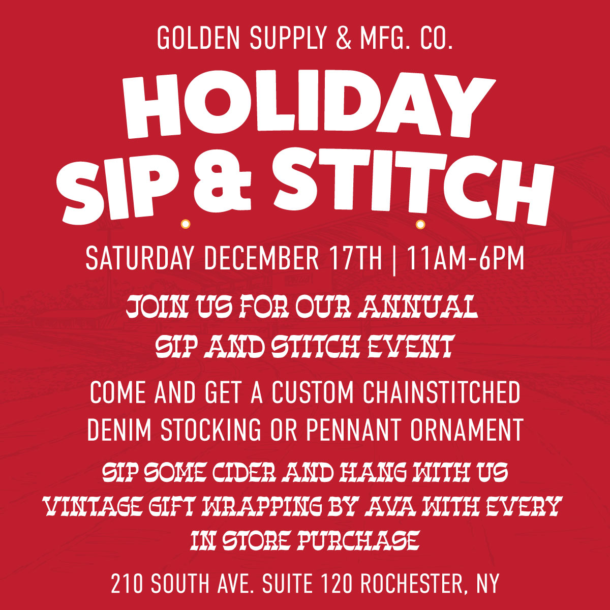Golden Supply & Mfg. Co. Holiday Sip and Stitch