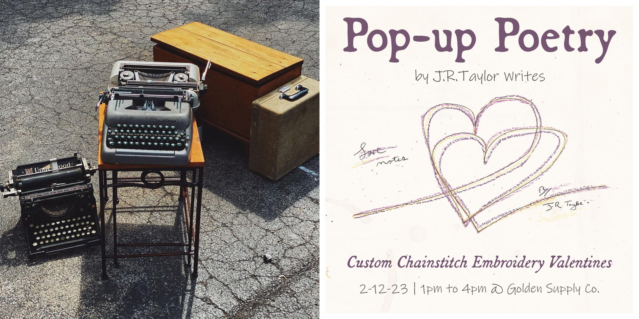 J.R.Taylor Writes Pop-Up Poetry Love Notes Event