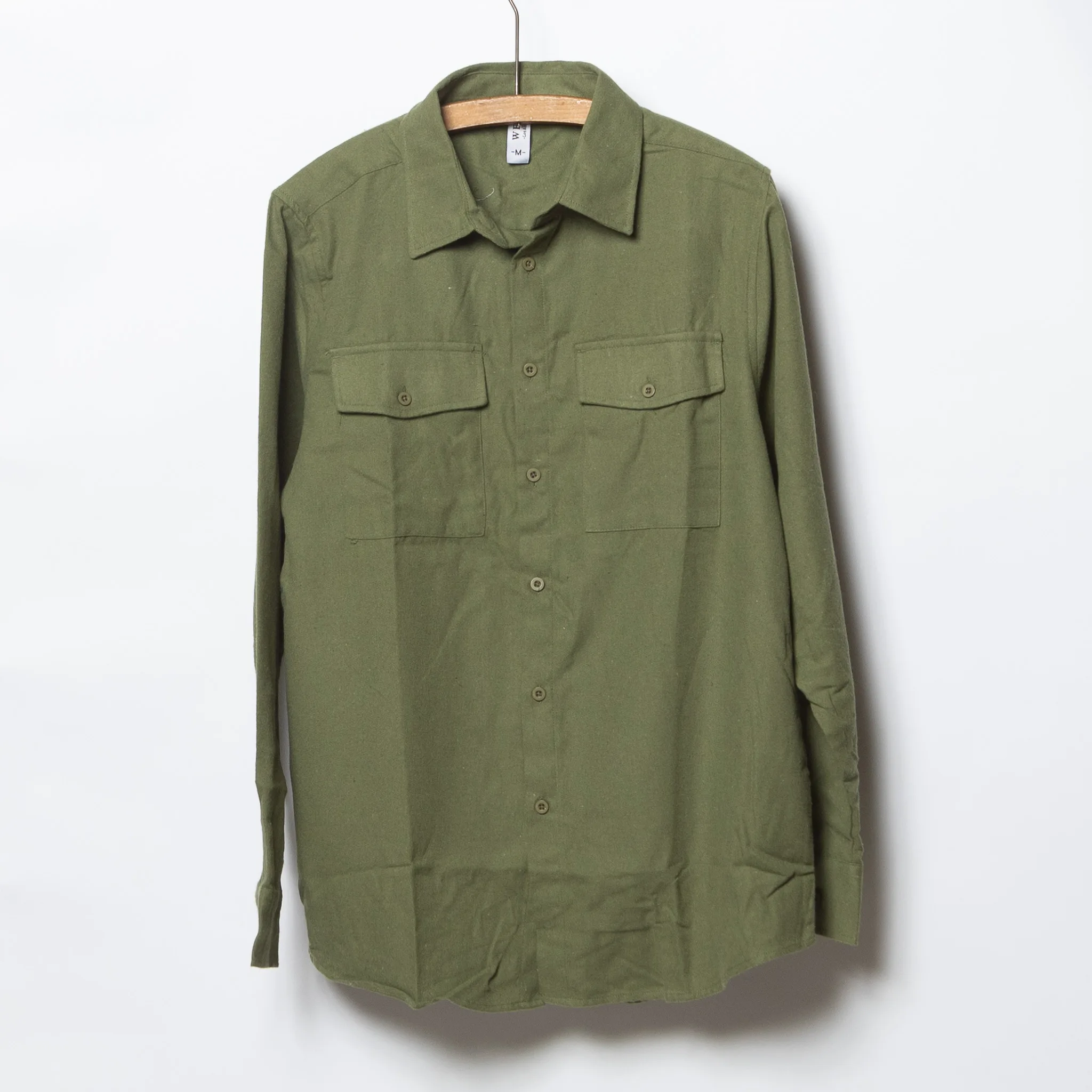 Solid Olive Flannel Button Down Shirt